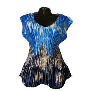 Cato Blouse Womens Sleeveless 18-20 Crimped‎ Blue